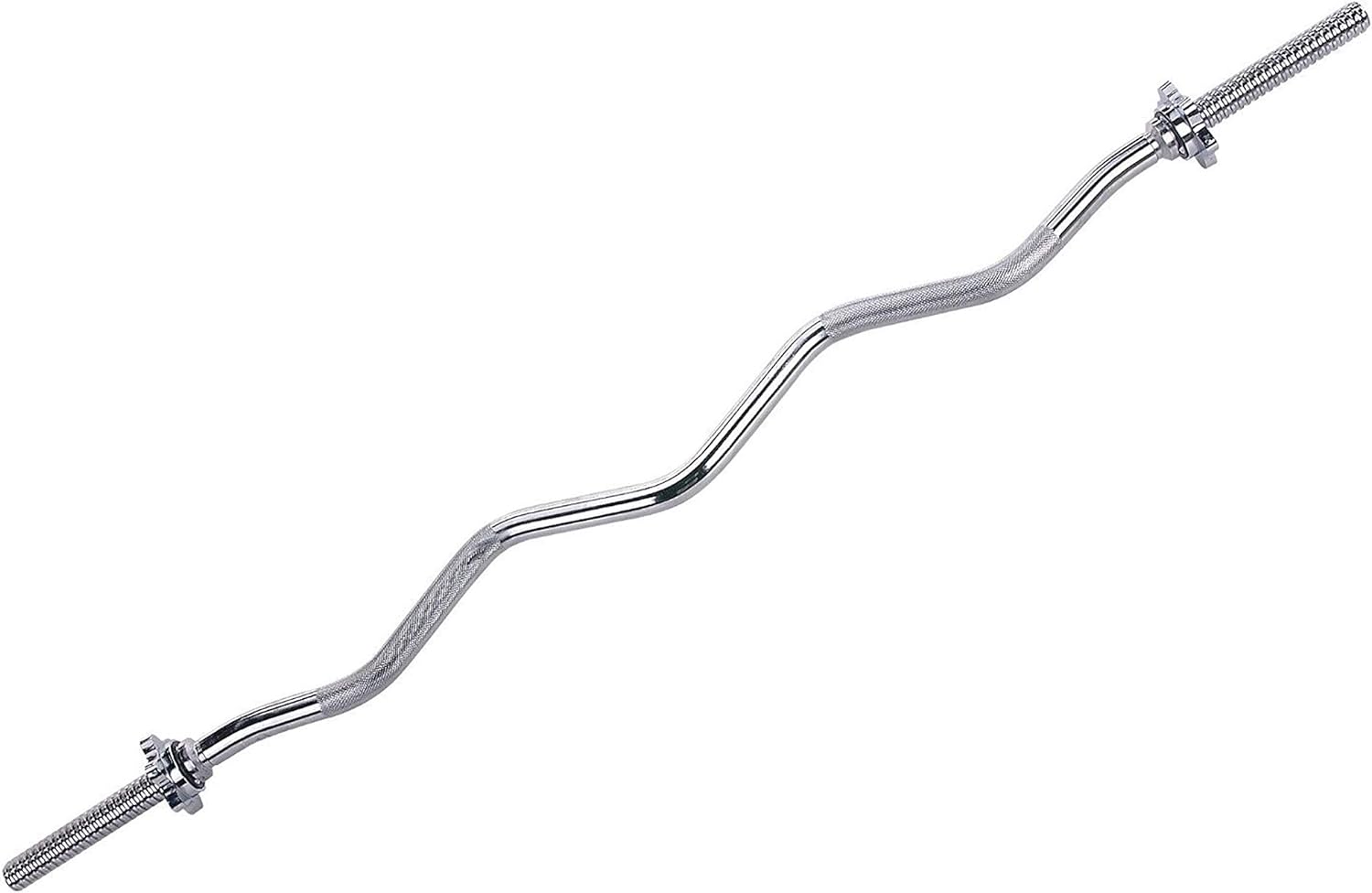 SKY LAND Weight Lift Bar EZ Curl 1.2M Zig Zag Barbell with Knurled Grip & Star Lock Collars | Solid Steel Workout Bar for Arm Training, Strength Training, Bodybuilding & Home Gym Fitness EM-9253Zip