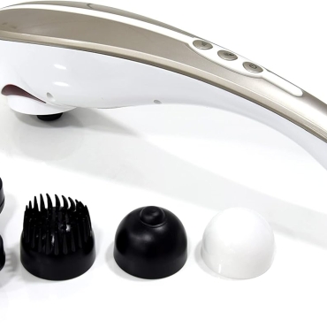 Handheld Body & Back Massager ?C Cordless Rechargeable Deep Tissue Percussion Massager for Muscle Pain Relief, Stress Reduction & Relaxation with 4 Interchangeable Massage Nodes EM-4170