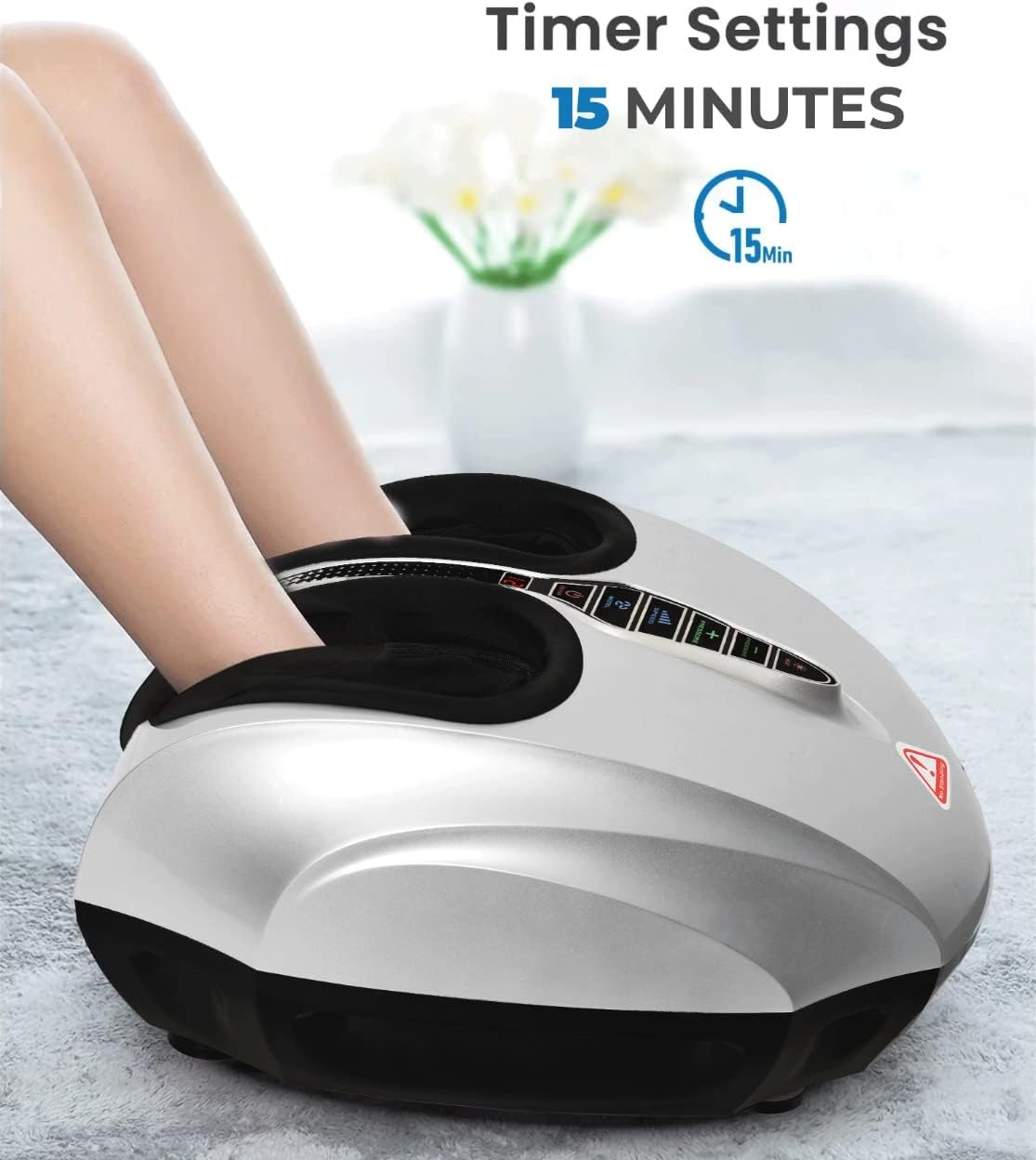 Foot Massager, Shiatsu Foot Massager with Heat Function, Kneading, Rolling and Air Compression, Relieves Pain from Plantar Fasciitis and Revives Tired Feet, EM-2190 - Image 7