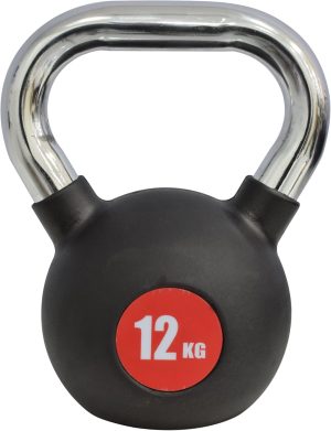 SKY LAND Kettlebell Rubber Coated Cast Iron Kettle dumbbell with Chrome Handle Kettlebell Weight For Strength And Weight Training – Exercise Kettlebell For Whole Body Workout-EM-9267-12