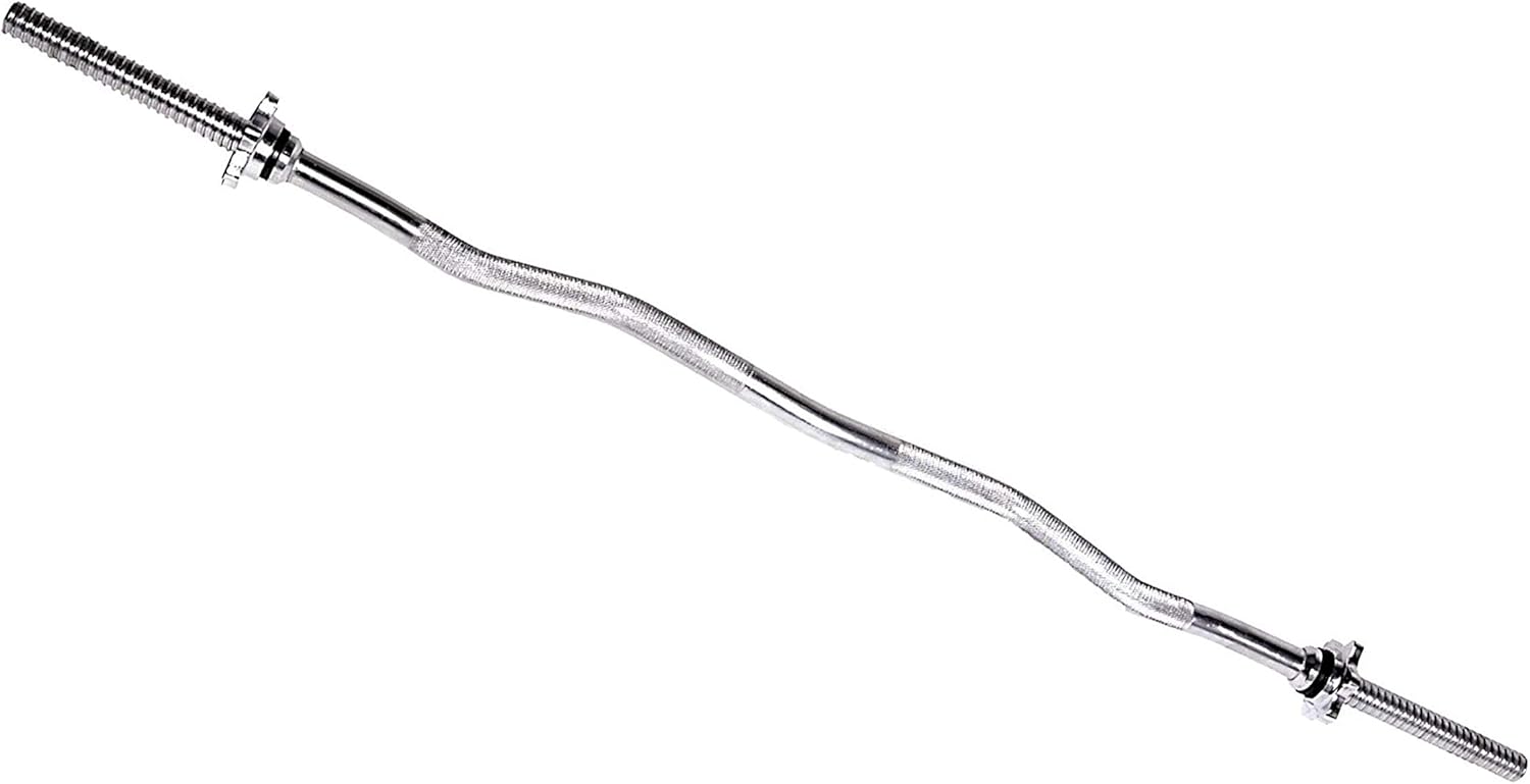 SKY LAND Weight Lift Bar EZ Curl 1.2M Zig Zag Barbell with Knurled Grip & Star Lock Collars | Solid Steel Workout Bar for Arm Training, Strength Training, Bodybuilding & Home Gym Fitness EM-9253Zip - Image 2