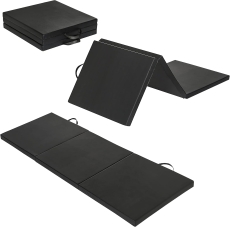 Sky Land Tri-Folding Tumbling, Kneeling Mat, Exercise Mat,180Cm Long X 60Cm Width X 4Cm Thickness With Carrying Handles For Gymnastics, Mma, Stretching, Martial Arts, Core Workouts-Em-9348-B, Black