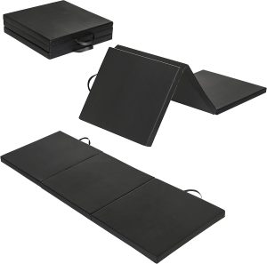 Sky Land Tri-Folding Tumbling, Kneeling Mat, Exercise Mat,180Cm Long X 60Cm Width X 4Cm Thickness With Carrying Handles For Gymnastics, Mma, Stretching, Martial Arts, Core Workouts-Em-9348-B, Black