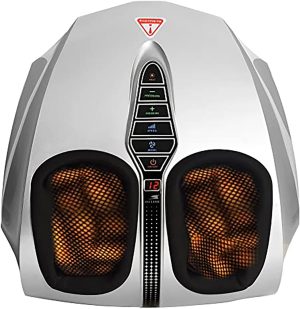 Foot Massager, Shiatsu Foot Massager with Heat Function, Kneading, Rolling and Air Compression, Relieves Pain from Plantar Fasciitis and Revives Tired Feet, EM-2190