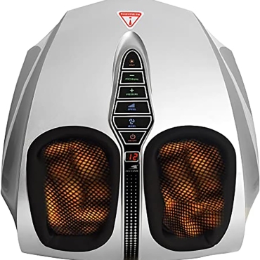 Foot Massager, Shiatsu Foot Massager with Heat Function, Kneading, Rolling and Air Compression, Relieves Pain from Plantar Fasciitis and Revives Tired Feet, EM-2190
