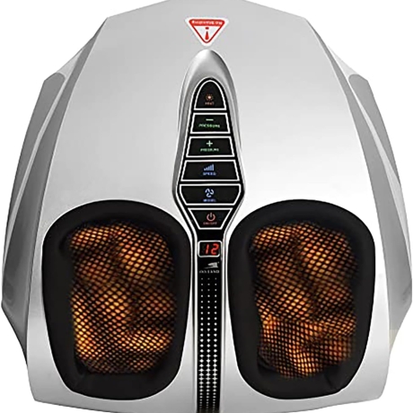 Foot Massager, Shiatsu Foot Massager with Heat Function, Kneading, Rolling and Air Compression, Relieves Pain from Plantar Fasciitis and Revives Tired Feet, EM-2190