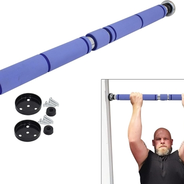 SKY LAND Adjustable Doorway Pull Up Bar | Chrome Steel Horizontal Chin Up Bar with Rubber Limiters & Screws | Multi-Use Fitness Bar for Home Gym, Push-Ups, Sit-Ups & Core Training EM-1813