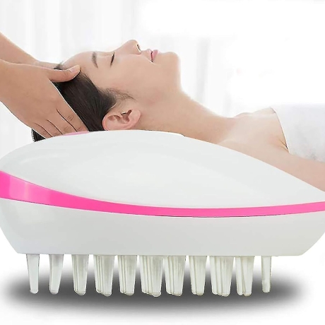 Scalp Massage Comb Mini Massager with Micro Vibration, Portable Anti-Static Head Massager Brush for Stress Relief, Relaxation & Hair Care | Compact Design in White/Pink ?C EM-4171