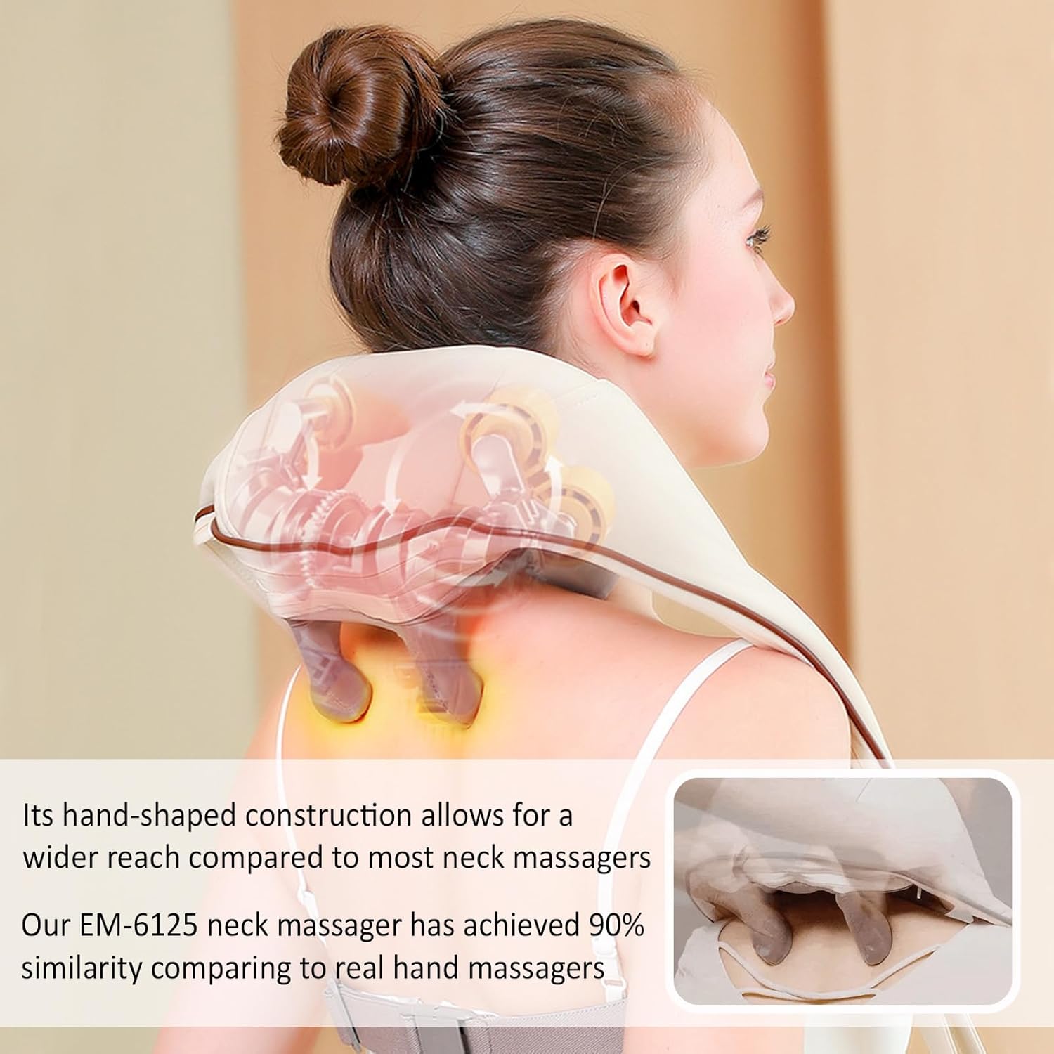 Shiatsu Neck and Shoulder Heat Massager - Electric 3D Kneading Massage Pillow with Soothing Heat for Shoulder, Leg, and Body Muscle Pain Relief. Perfect for Home, Office, and Car Use-EM-6125 - Image 5