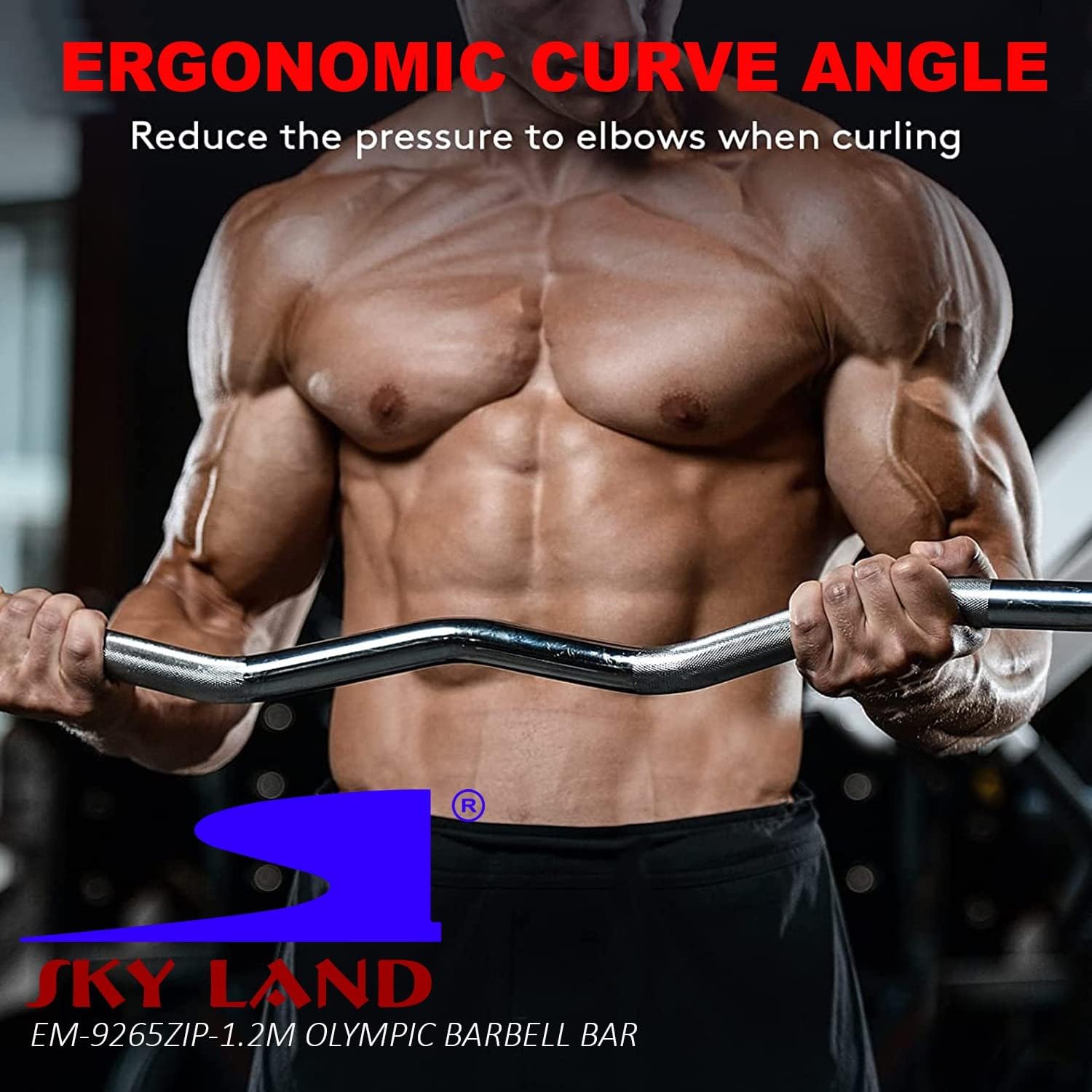 SKY LAND Powerlifting Bar 1.2M EZ Curl Zig Zag Barbell with Chrome Finish & Knurled Grip | Heavy Duty Gym Workout Bar for Biceps, Triceps, Strength Training & Home Fitness EM-9265-ZIP-1.2 - Image 6