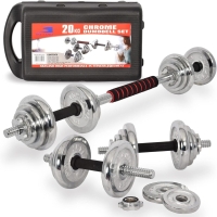 SKY LAND Adjustable Dumbbell Set 20KG with Barbell Connector | Chrome Cast Iron Dumbbell Set for Home Gym Strength Training – EM-9239-20