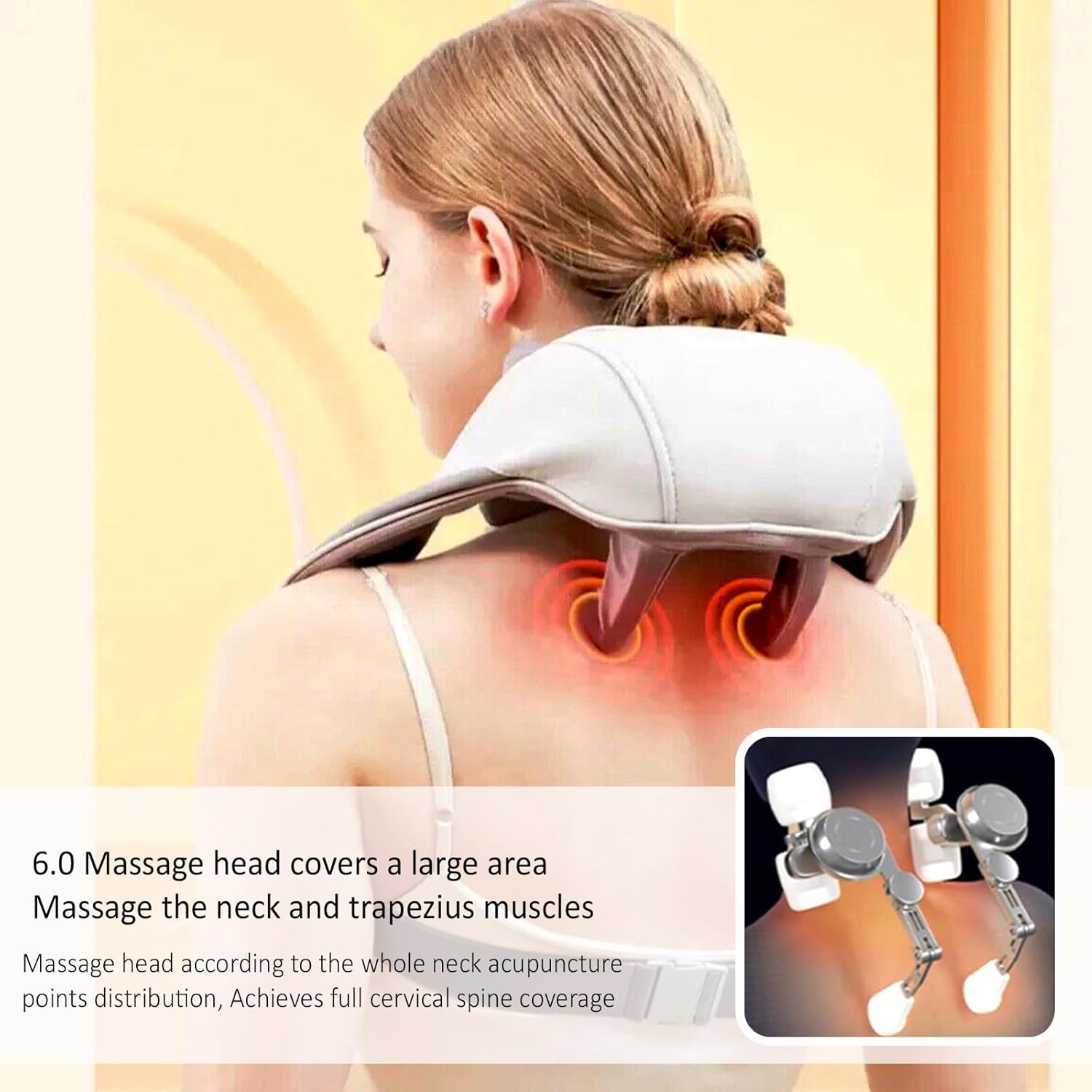 Shiatsu Neck and Shoulder Heat Massager - Electric 3D Kneading Massage Pillow with Soothing Heat for Shoulder, Leg, and Body Muscle Pain Relief. Perfect for Home, Office, and Car Use-EM-6125 - Image 4
