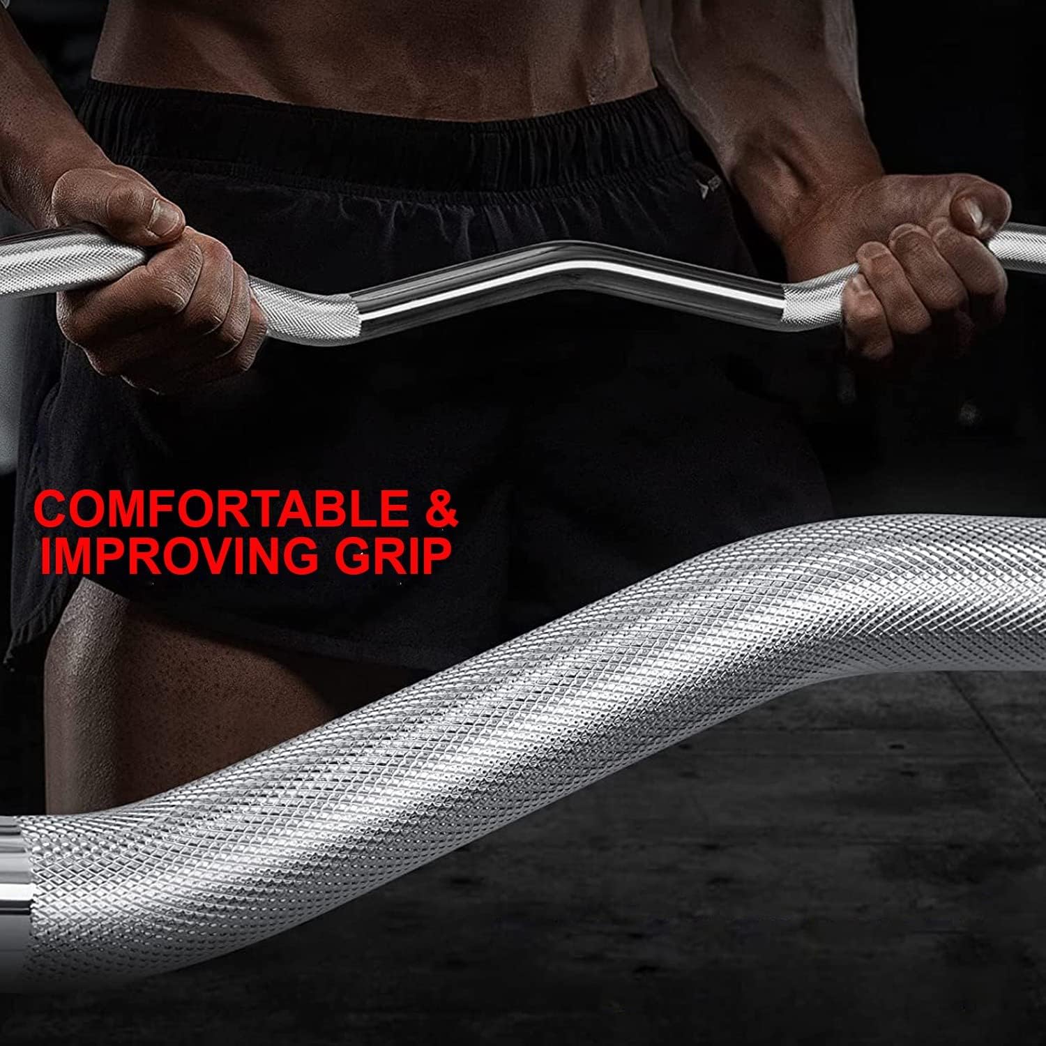 SKY LAND Powerlifting Bar 1.2M EZ Curl Zig Zag Barbell with Chrome Finish & Knurled Grip | Heavy Duty Gym Workout Bar for Biceps, Triceps, Strength Training & Home Fitness EM-9265-ZIP-1.2 - Image 7