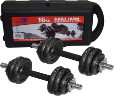 SKY LAND Cast Iron Dumbbell Set EM-9221-15 – Adjustable Dumbbell Set for Home Gym, Durable Metal Weights with Chrome Grip Handle & Star Lock Collars – Strength Training Fitness Set