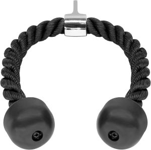 SKY LAND Heavy Duty Tricep Rope Pull Down Attachment - 69cm Braided Nylon Cable Machine Accessory with Solid Rubber Ends, Stainless Steel Rotating Locker & ABS Handle for Biceps, Triceps, Shoulders & Home Gym Workouts - Black (EM-9339)