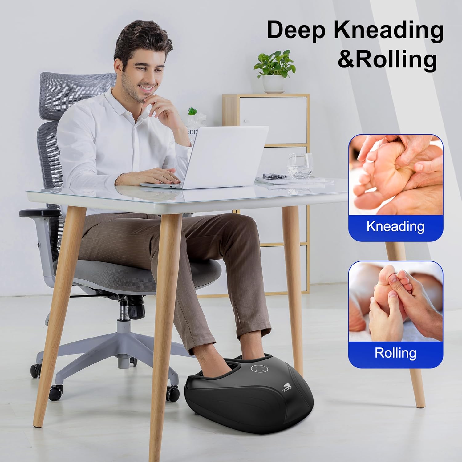 Shiatsu Foot Massager Machine with Heat, Electric Feet Massager for Pain Relief & Circulation, Deep Kneading, Air Compression, Relaxation for Home & Office, Fits Up to EU Size 45 EM-2195 - Image 4