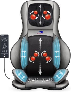 3D Shiatsu Massage Seat Cushion with Heat | Adjustable Neck, Back Massager | 2D/3D Kneading, Rolling, Air Compression & Vibration for Full Body Relaxation | Ideal Gift for Men & Women EM-5228