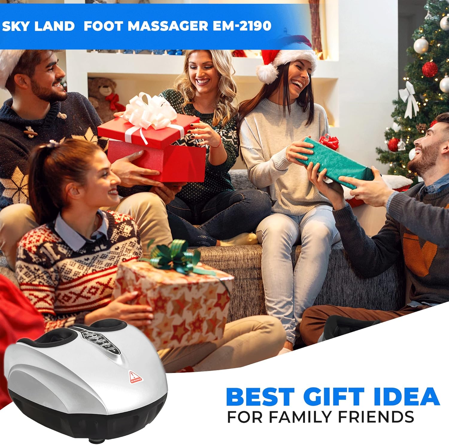 Foot Massager, Shiatsu Foot Massager with Heat Function, Kneading, Rolling and Air Compression, Relieves Pain from Plantar Fasciitis and Revives Tired Feet, EM-2190 - Image 9