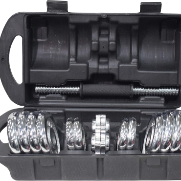 SKY LAND Chrome Dumbbell Set for Home Workout – Adjustable Unisex Dumbbells with Case, Non-Slip Grip, Rust-Resistant Plates – EM-9227-15