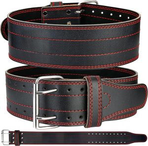 SKY LAND Weight Lifting Belt for Men & Women - 6mm Thick Leather Powerlifting Belt with Double Prong Steel Buckle & 10cm Wide Back Support - Heavy Duty Gym Belt for Squats, Deadlifts & Strength Training - Black (EM-9349-L)