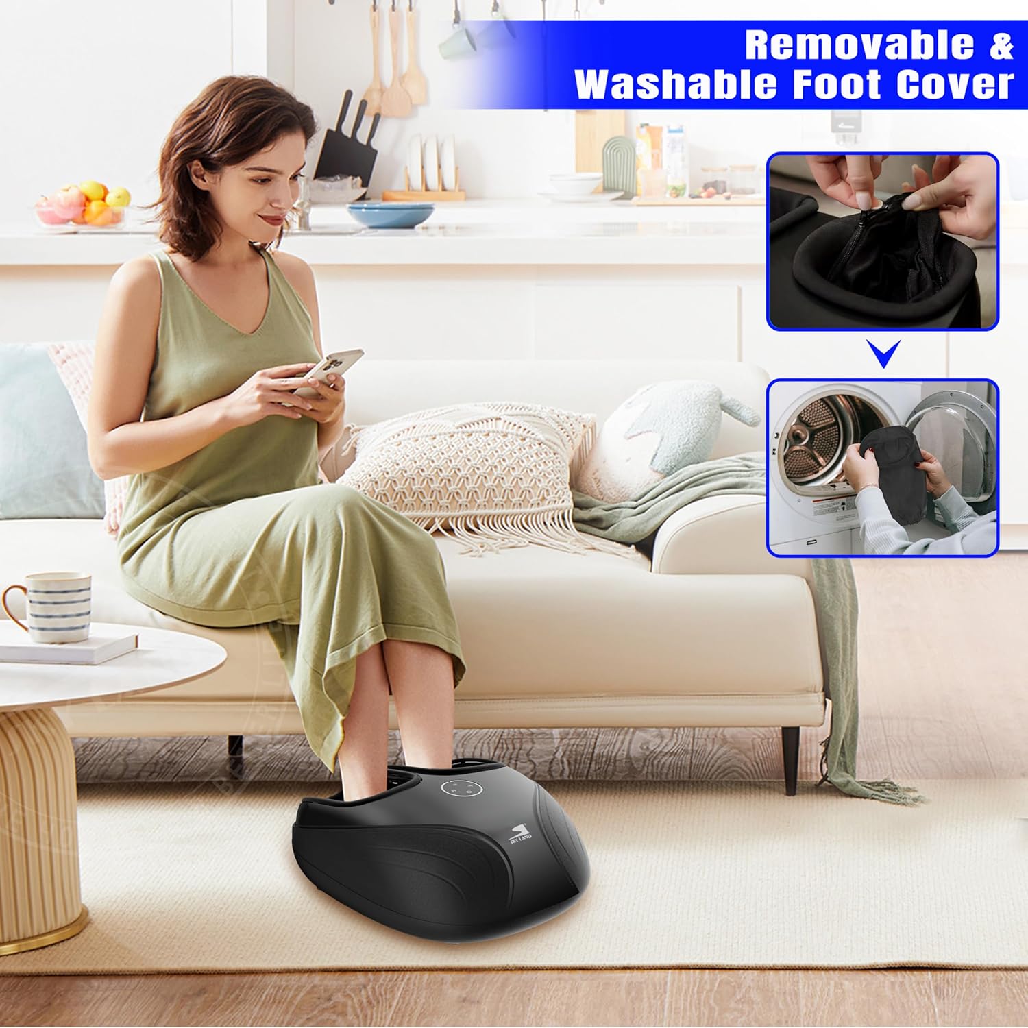 Shiatsu Foot Massager Machine with Heat, Electric Feet Massager for Pain Relief & Circulation, Deep Kneading, Air Compression, Relaxation for Home & Office, Fits Up to EU Size 45 EM-2195 - Image 2