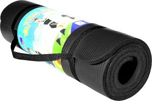 SKY LAND Yoga Mat 10mm Thick Non-Slip NBR Exercise Mat with Carry Strap – Extra Cushioning for Yoga, Pilates, HIIT, Stretching & Home Workouts – Durable Fitness Gym Mat (Black, 183 x 61cm) EM-9315-H