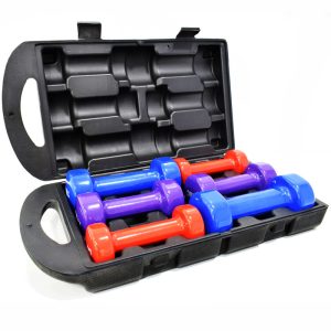 SKY LAND 10 Kg Vinyl Coated Dumbbell Set with Durable Molded Case, Ribbed Handle for Perfect Grip, and One-Piece Balanced Design for Strength Training and Home Workouts - EM-9221-10