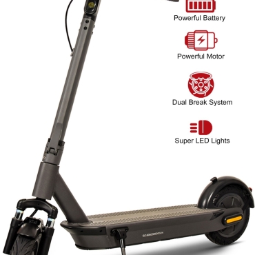SKY LAND Electric Scooter With suspension fork waterproof battery & 3 Level Speed and Fixed Digital Speedometer On Board and App-E scooter Black, with Top speed 25km/hr EM-1606-B