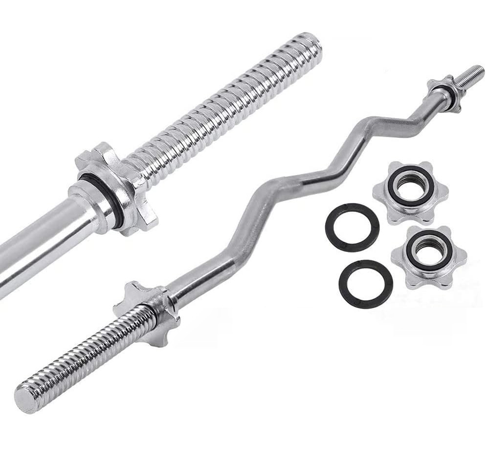 SKY LAND Weight Lift Bar EZ Curl 1.2M Zig Zag Barbell with Knurled Grip & Star Lock Collars | Solid Steel Workout Bar for Arm Training, Strength Training, Bodybuilding & Home Gym Fitness EM-9253Zip - Image 5