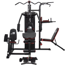 Multi-Function Home Gym System with 3 Workout Stations, 71 KG Weight Stack, Strength Training Machine Featuring Pull-Up Bar, Sit-Up Power Tower, Adjustable Bench & Accessories GM-8144