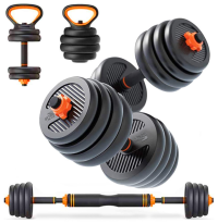 SKY LAND 4-in-1 Adjustable Dumbbell, Barbell, Kettlebell & Push-Up Set for Strength Training, 20KG Dumbbell Set, Anti-Skid Handle, Environmentally Friendly Material, EM-9268-20
