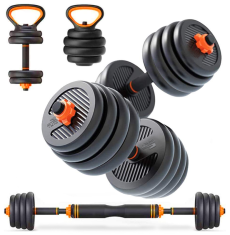 SKY LAND 4-in-1 Adjustable Dumbbell, Barbell, Kettlebell & Push-Up Set for Strength Training, 20KG Dumbbell Set, Anti-Skid Handle, Environmentally Friendly Material, EM-9268-20