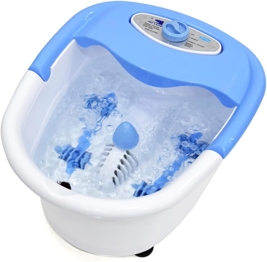 Foot Spa & Massager, Electric Heated Foot Bath with Bubbles, Shiatsu Massage Rollers, Ozone & Infrared Therapy, Relaxation & Pain Relief for Tired Feet at Home EM-2175