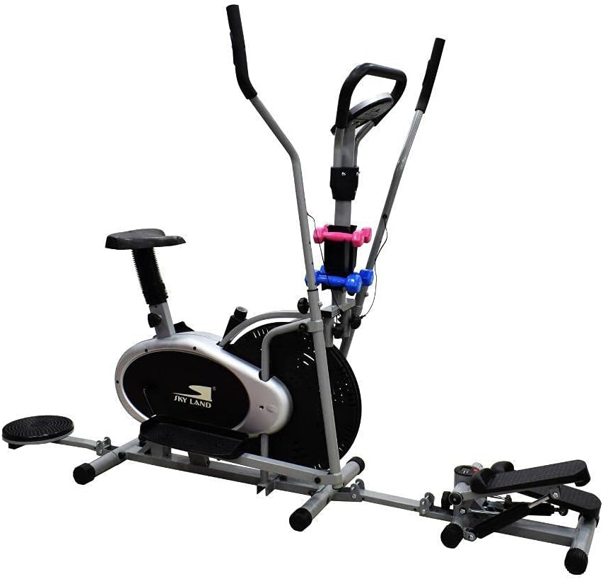 5-in-1 Orbitrek Exercise Bike | Elliptical Cycle with Stepper, Twister & Dumbbells | Adjustable Resistance | LCD Monitor & Cushioned Seat | Full-Body Home Gym Workout | EM-1133 - Image 9