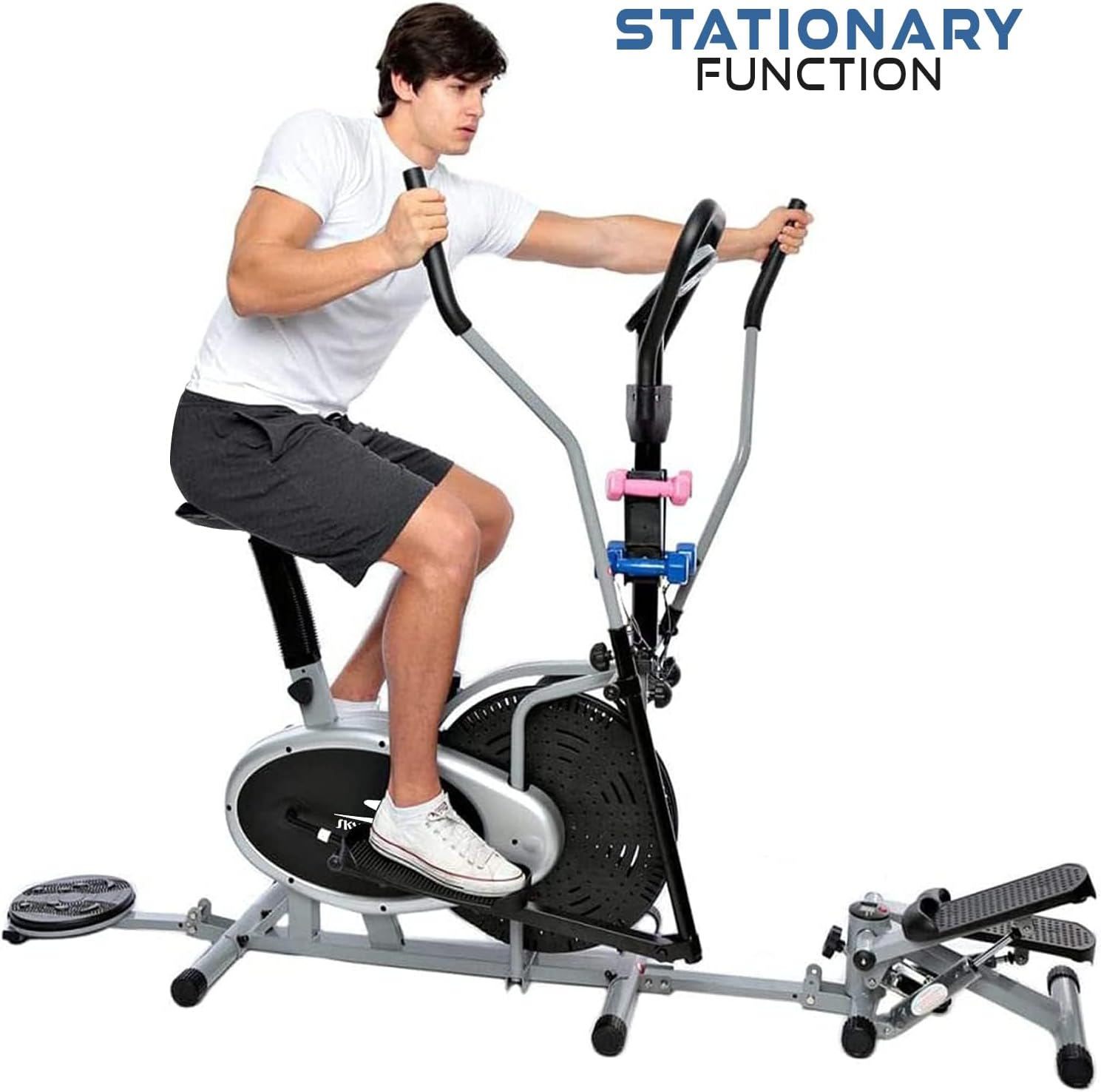 5-in-1 Orbitrek Exercise Bike | Elliptical Cycle with Stepper, Twister & Dumbbells | Adjustable Resistance | LCD Monitor & Cushioned Seat | Full-Body Home Gym Workout | EM-1133 - Image 6