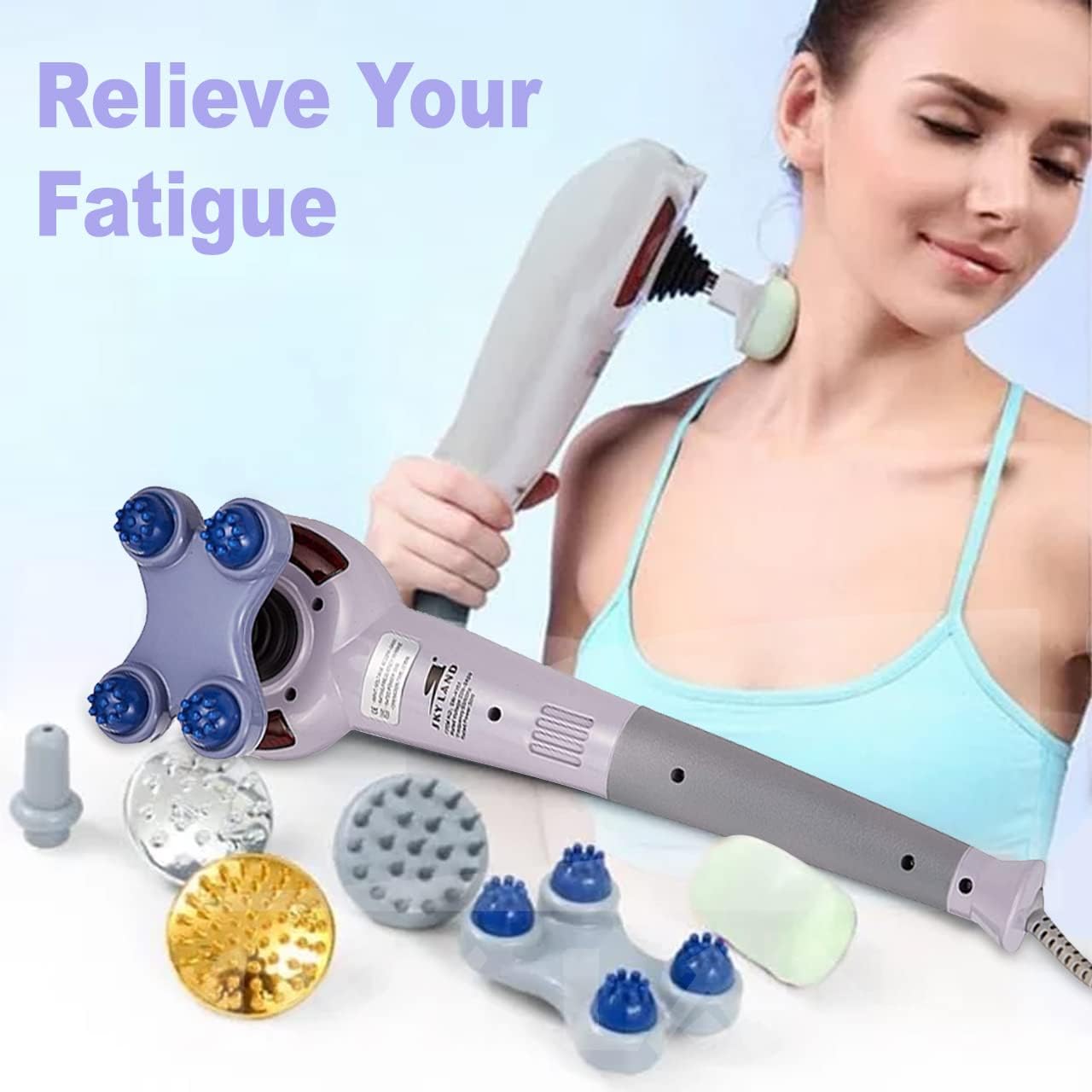Massager With Multi Head, Gray- EM-4161 - Image 2
