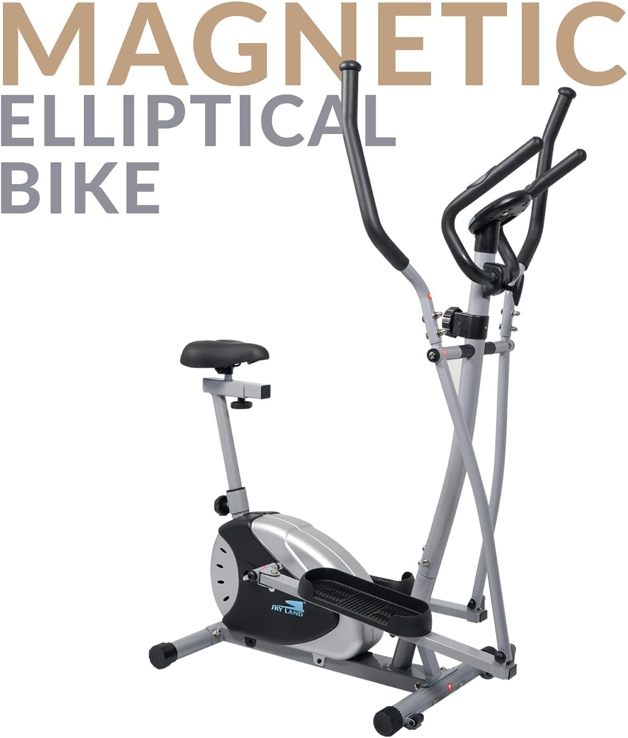 Magnetic Exercise Bike, Elliptical Cardio Fitness Machine for Home with 8-Level Resistance, Adjustable Seat, Digital Monitor & Pulse Sensors ?C Black/Grey EM-1532 - Image 6