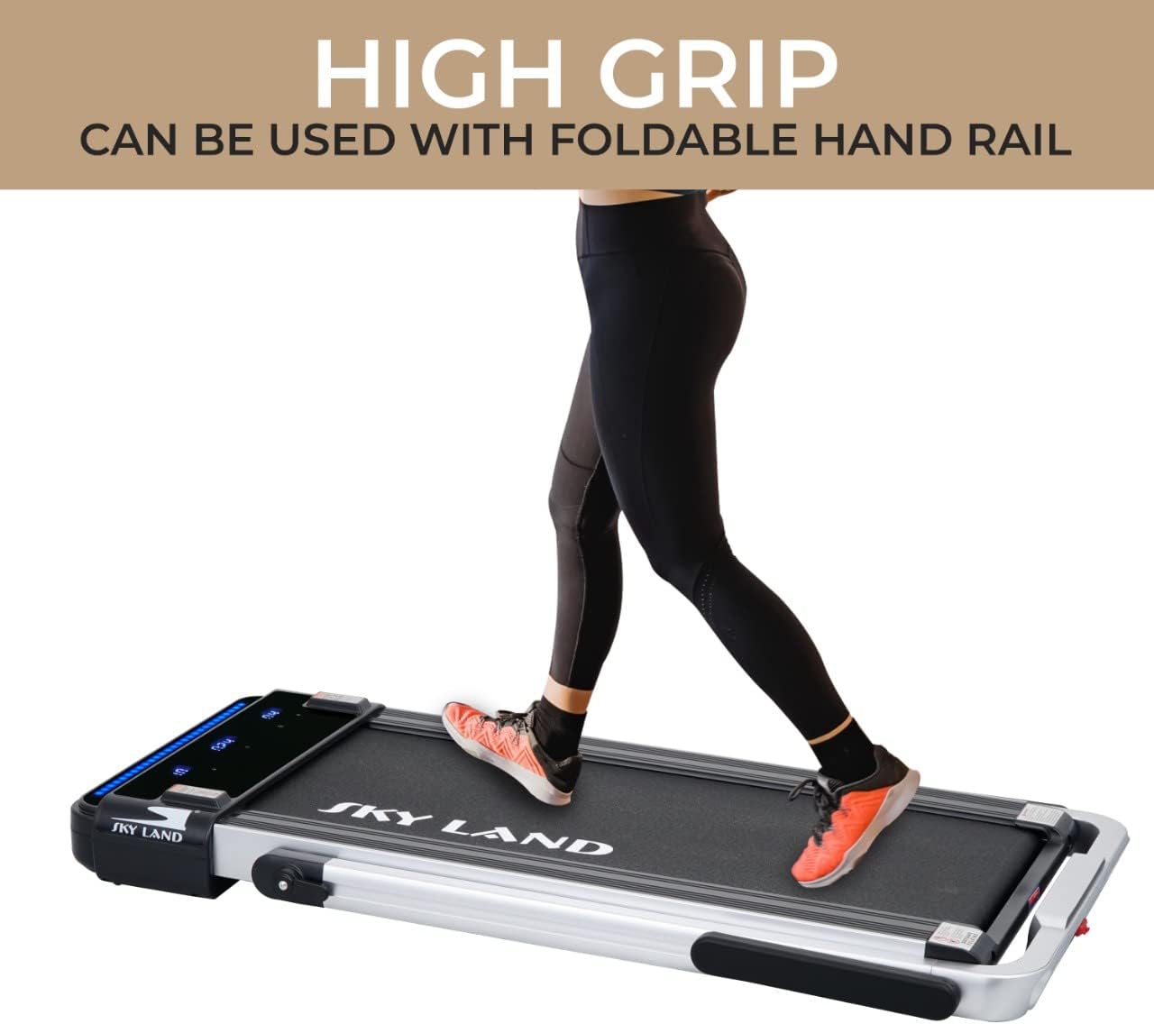 Fitness 2 in 1 Foldable Treadmill Walking pad 4 HP Peak, 12 Programs, With Large Running Surface and App Control, Pre assembled EM 1287-G, Gray - Image 5