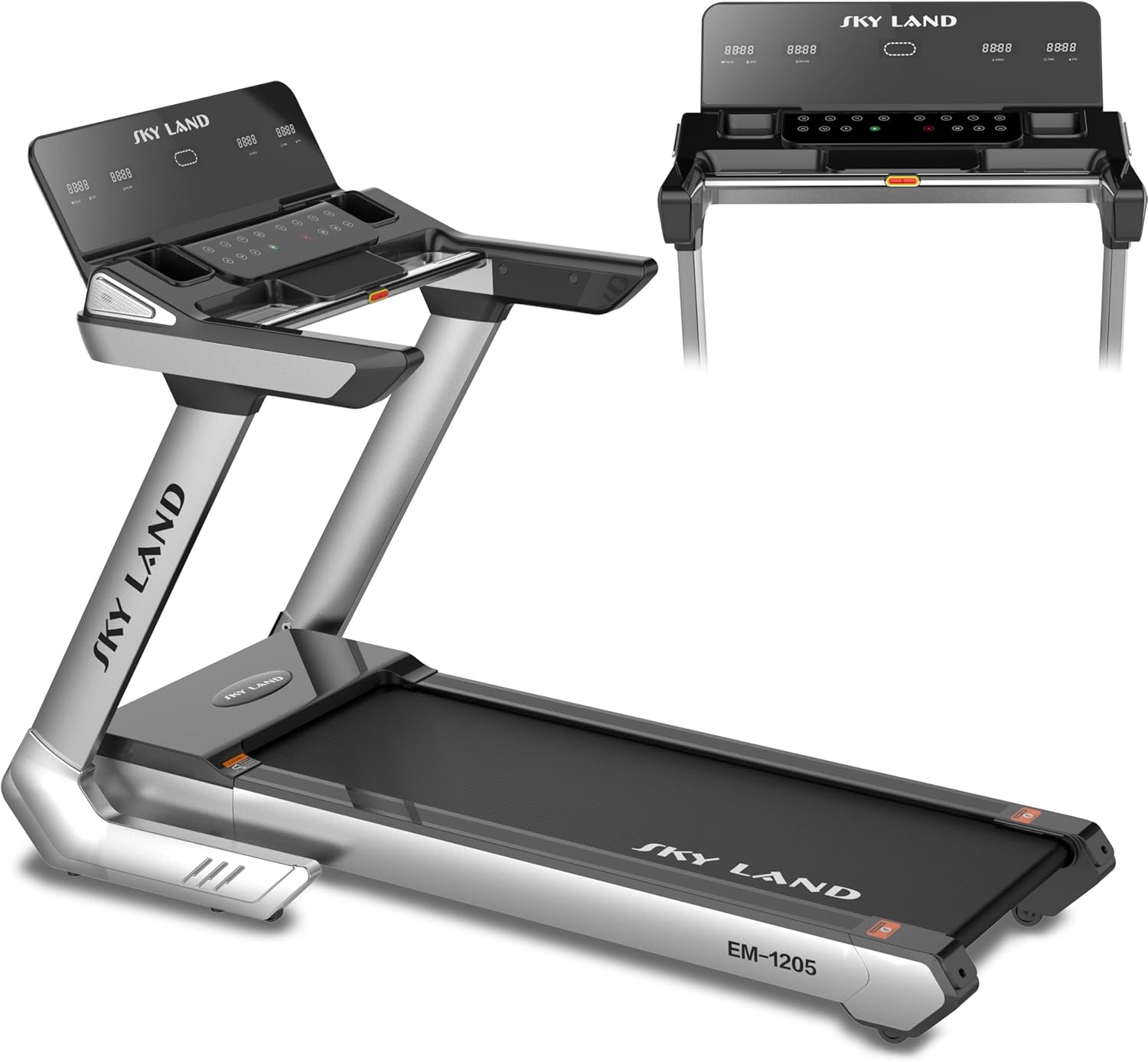 Treadmill Auto Incline Running Machine 5.0HP Peak Motor Bluetooth App Sync, Treadmill Foldable Design 130KG Capacity Wide Belt Home Gym Fitness EM-1205