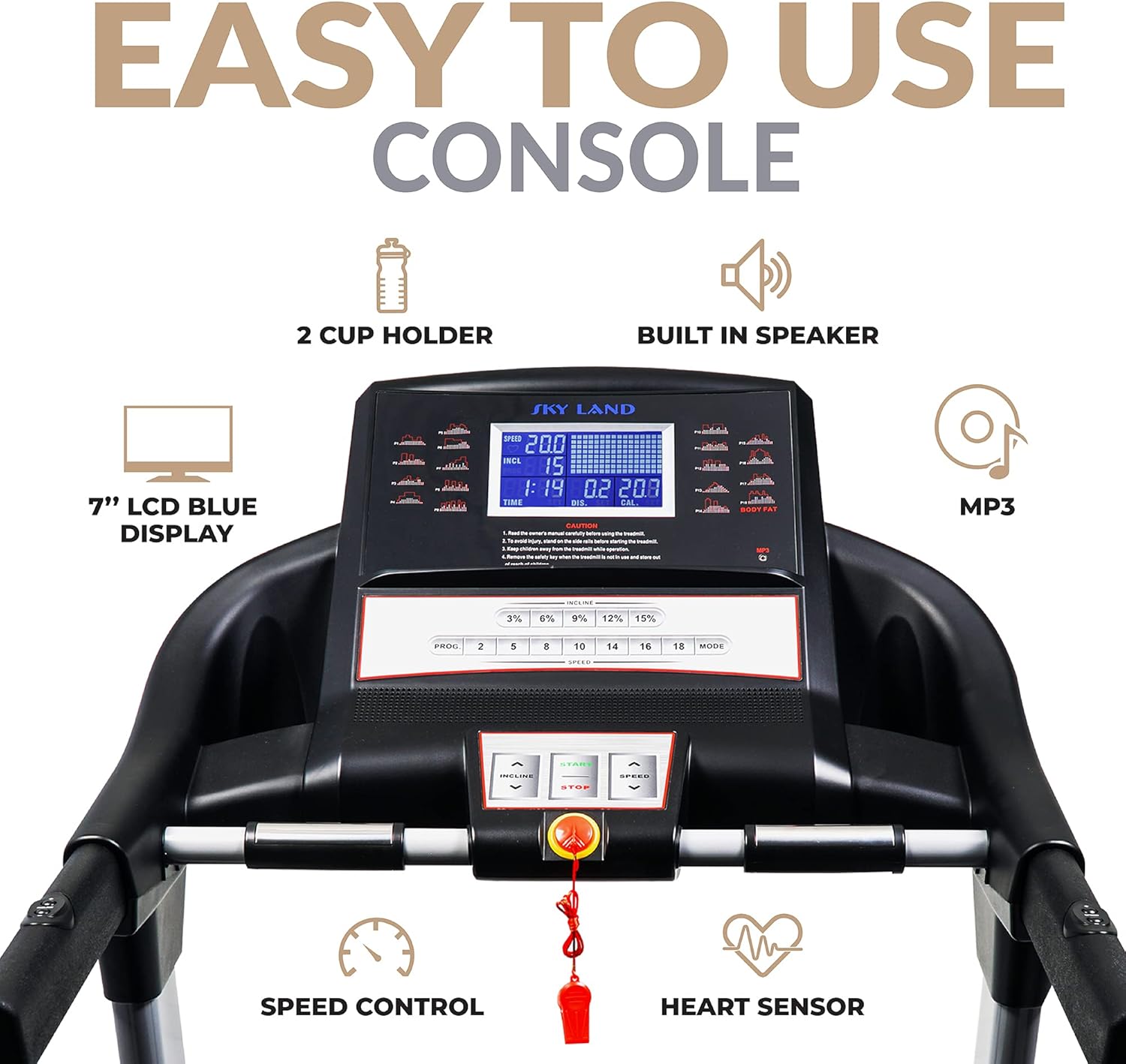 Treadmill for Home, Foldable Heavy Duty AC Motor Treadmill with 3.0 HP Continuous / 6.0 HP Peak Power, 15-Level Auto Incline, FitShow App Support, Light Commercial Cardio Machine ?C EM-1281 - Image 4