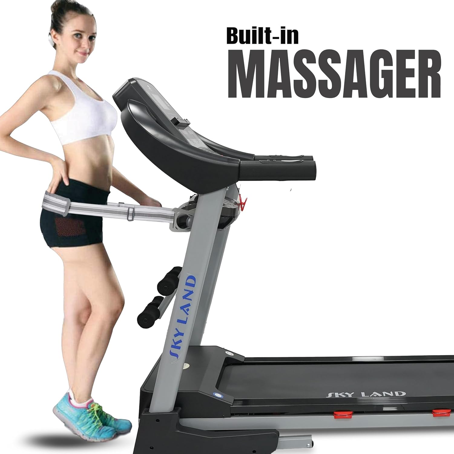 Foldable Treadmill | 5.5 HP Peak DC Motor, Built-in Massager & Bluetooth Speaker, Automatic 18% Incline | Home & Office Running Machine EM-1272 - Image 8