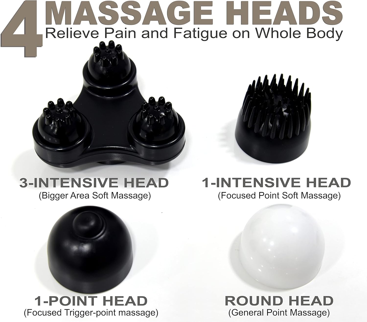 Handheld Body & Back Massager ?C Cordless Rechargeable Deep Tissue Percussion Massager for Muscle Pain Relief, Stress Reduction & Relaxation with 4 Interchangeable Massage Nodes EM-4170 - Image 4