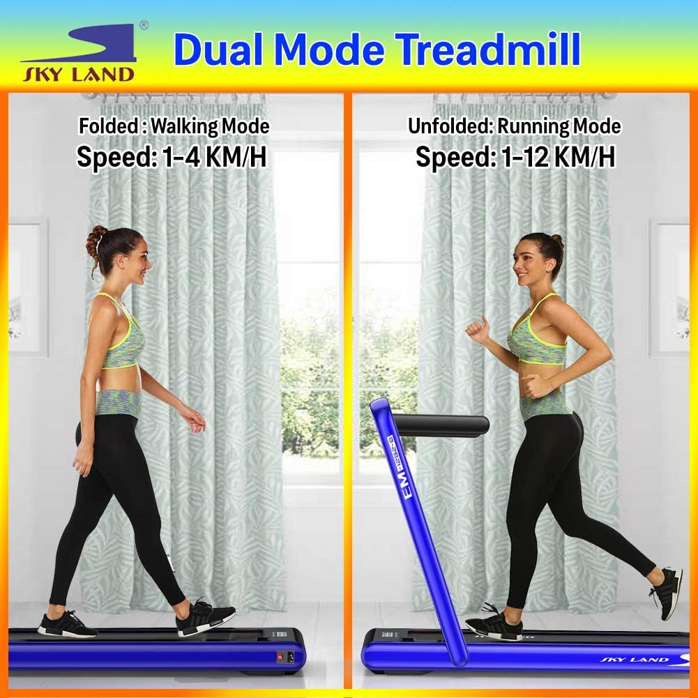 2-in-1 Walking Pad & Foldable Treadmill, 2.25 HP Motor, Auto Speed, Bluetooth Speaker, LED Display, Compact Home & Office Running Machine EM-1282-B - Image 7