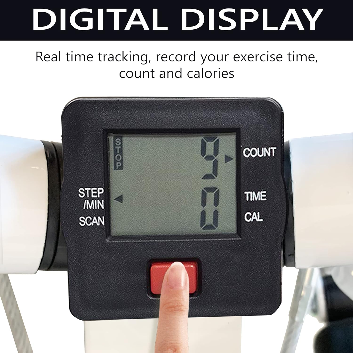 Steppers for Exercise, Mini Stair Stepper With Resistance Rope, Desk Step Machine with Dual Resistance Bands, Full Body Cardio Workout Equipment With LCD Display- EM-2182 - Image 6
