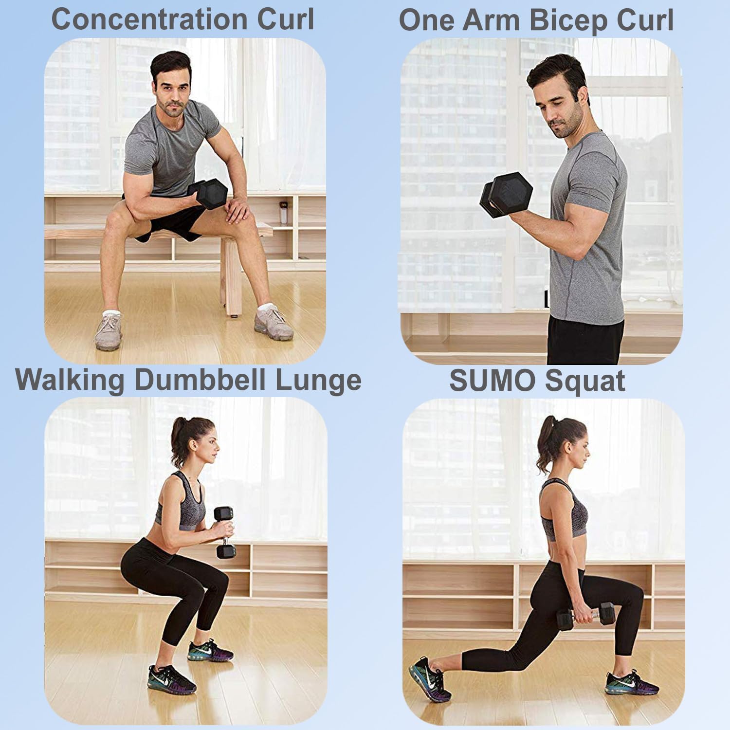 Hex Dumbbells 10kg Pair | Rubber Coated Cast Iron Weights - Image 7