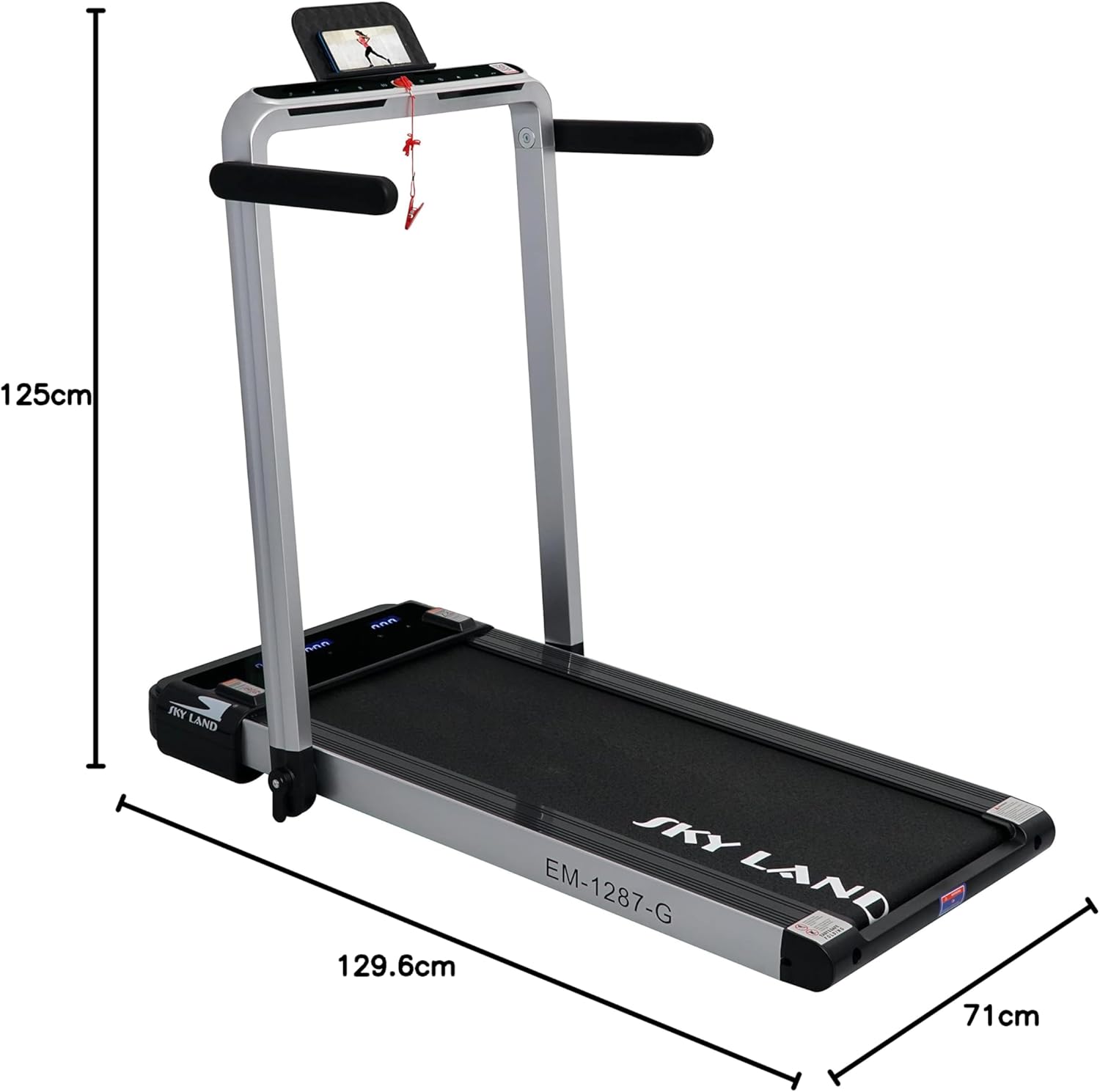 Fitness 2 in 1 Foldable Treadmill Walking pad 4 HP Peak, 12 Programs, With Large Running Surface and App Control, Pre assembled EM 1287-G, Gray - Image 7