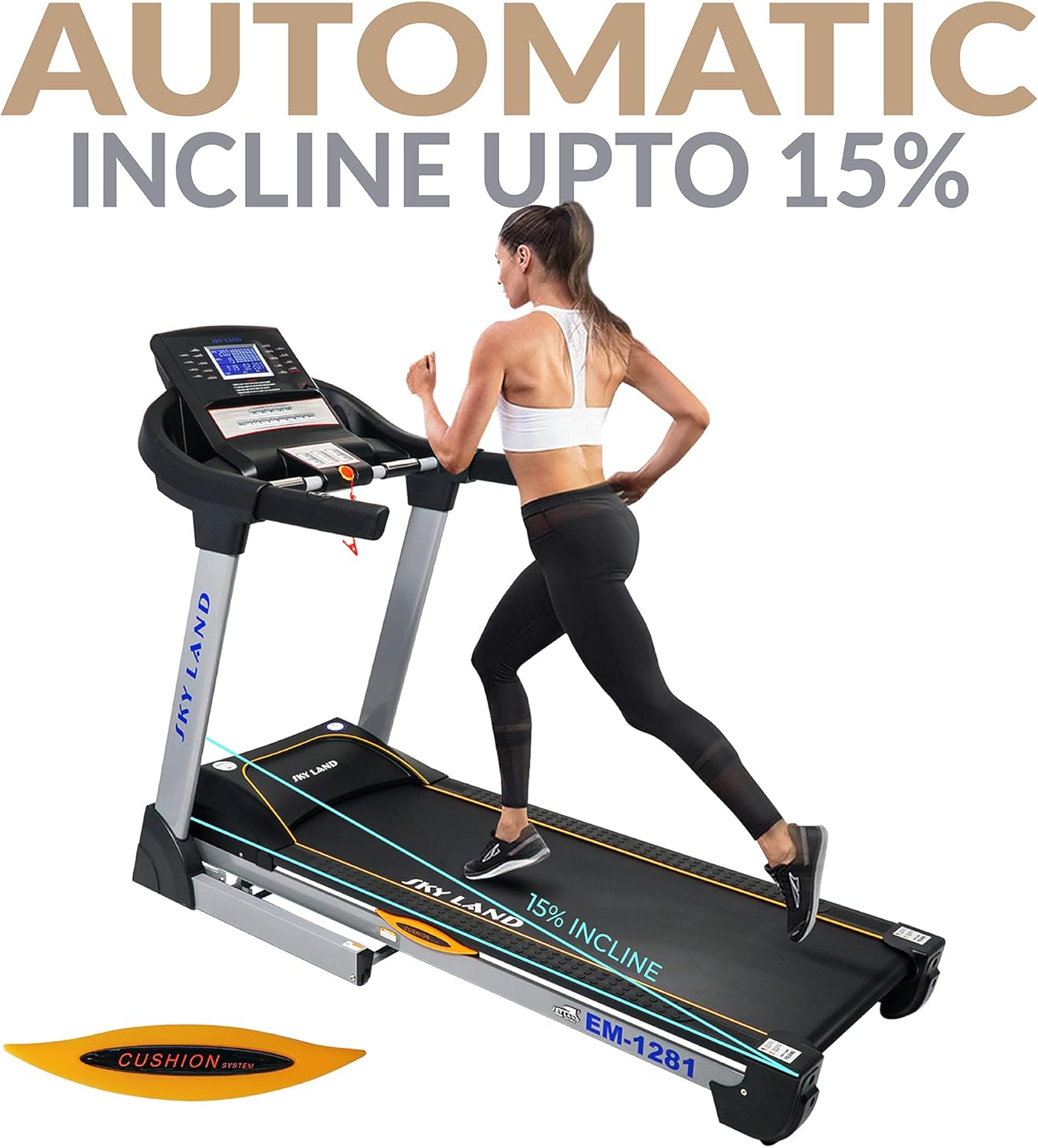 Treadmill for Home, Foldable Heavy Duty AC Motor Treadmill with 3.0 HP Continuous / 6.0 HP Peak Power, 15-Level Auto Incline, FitShow App Support, Light Commercial Cardio Machine ?C EM-1281 - Image 2