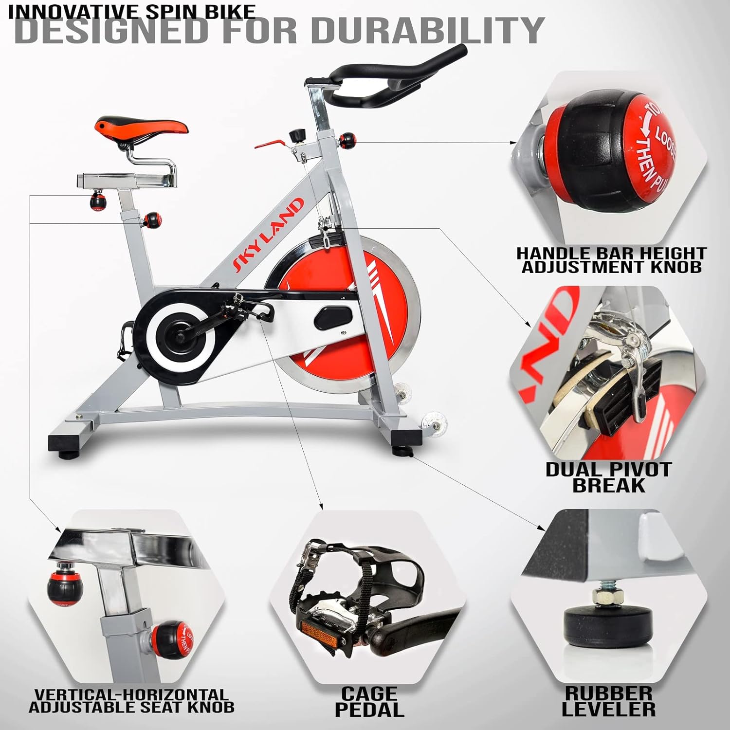 Semi Commercial Spin Bike | 18kg Flywheel Stationary Exercise Bike for Cardio Workouts | Heavy-Duty Indoor Cycling Machine with Adjustable Resistance & Ergonomic Design, EM-1552 - Image 5