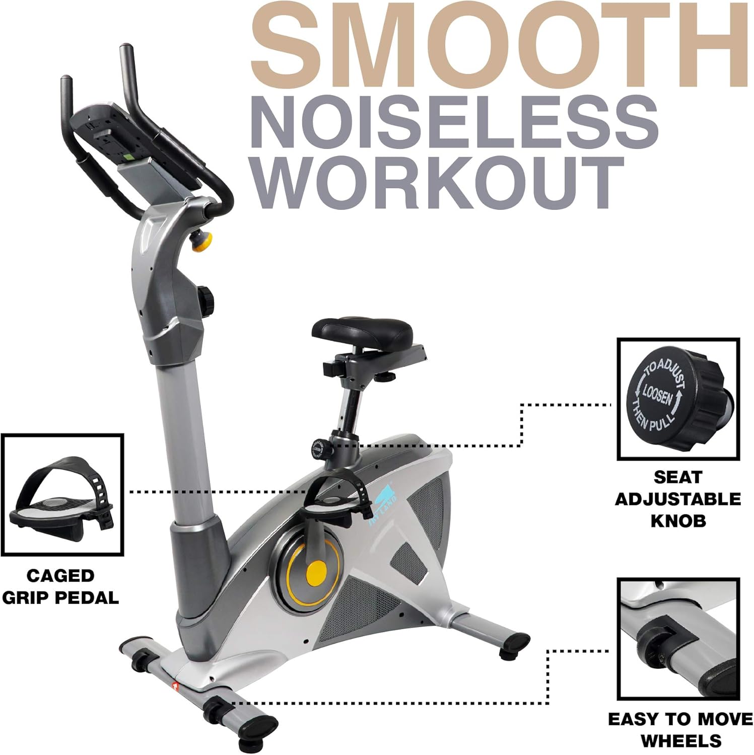 Magnetic Upright Exercise Bike with 15 Resistance Levels, Silent Belt Drive, Adjustable Seat, 250 lbs Weight Capacity & LCD Display for Full-Body Workouts, Exercise Bike For Home EM-1542 - Image 4