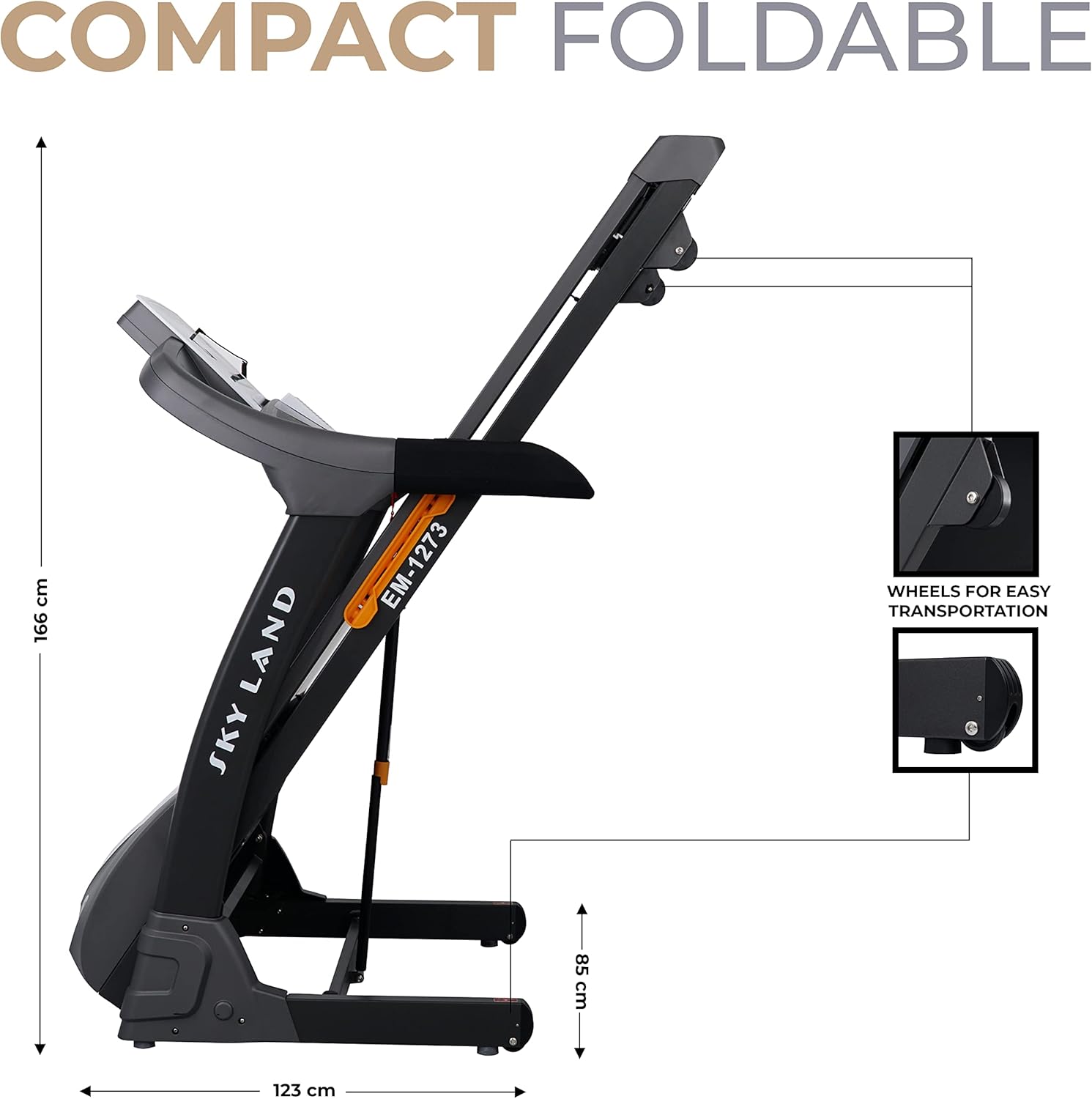 7 HP Peak Treadmill for Home Gym | Foldable Running Machine with 20-Level Auto Incline, Bluetooth Speaker, Built-In Fan, USB & SD Slot | Heavy-Duty 150 KG Capacity EM-1273 - Image 5